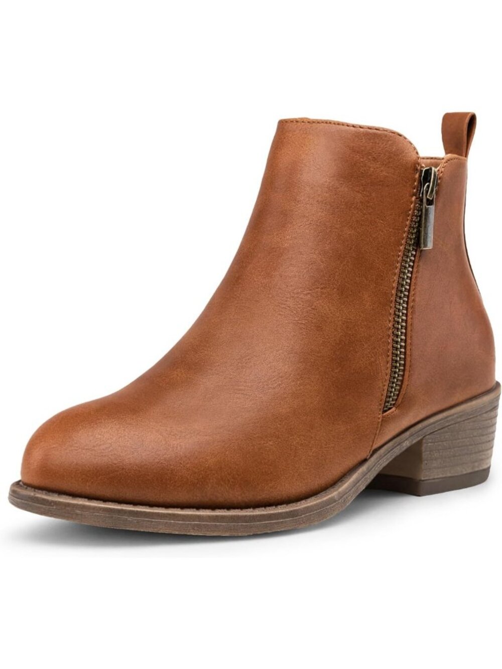 Stylish Women's Casual Ankle Boots | Round Toe Low Heel Zip Short Booties